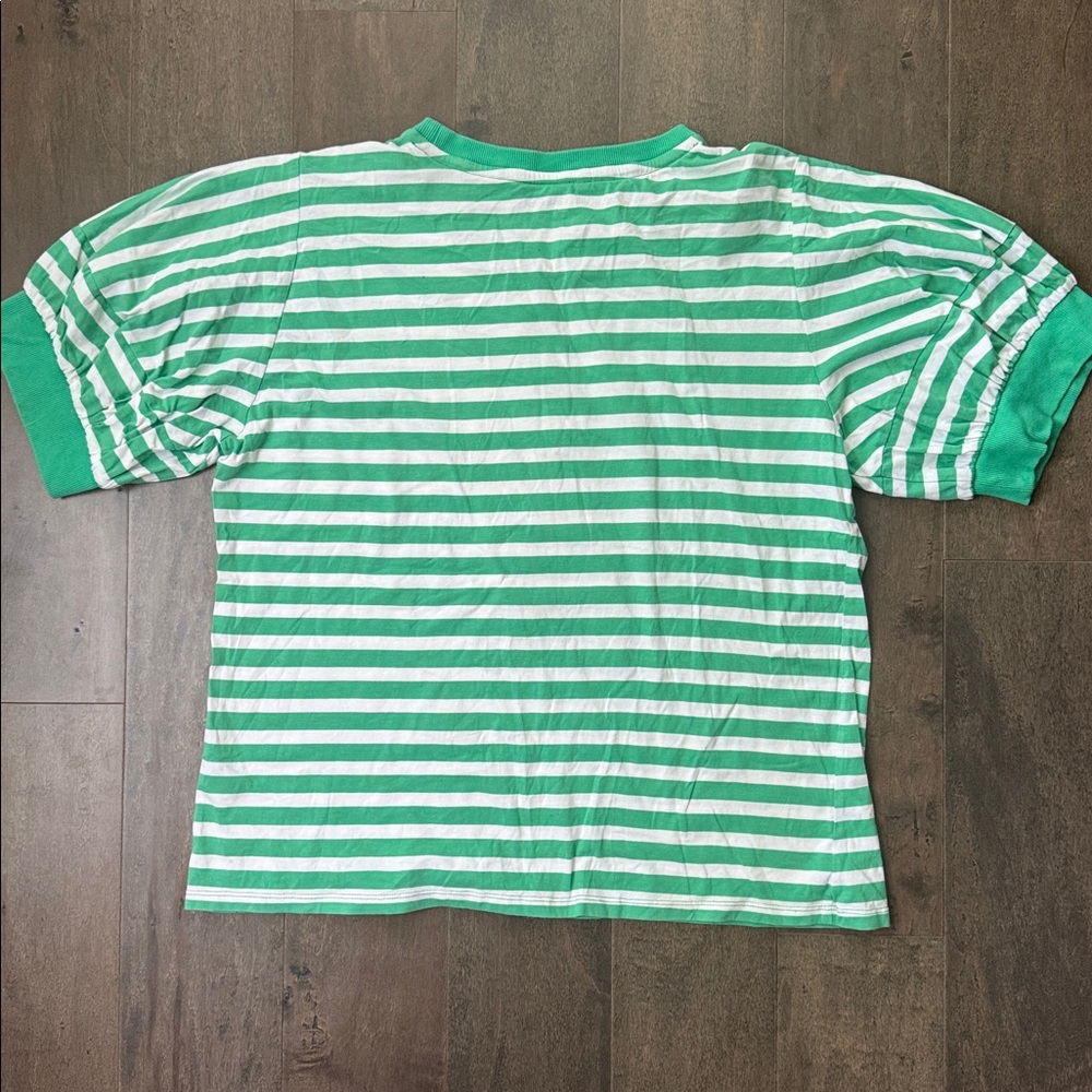Karl Lagerfeld Green and White Striped Eiffel Tower Tee - Picture 7 of 7